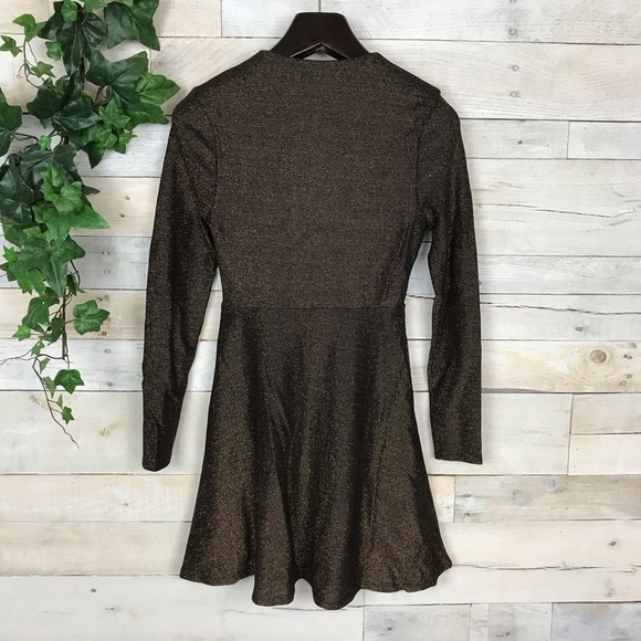 Express Gold Metallic Fit Flare Party Dress XS - Picture 4 of 8